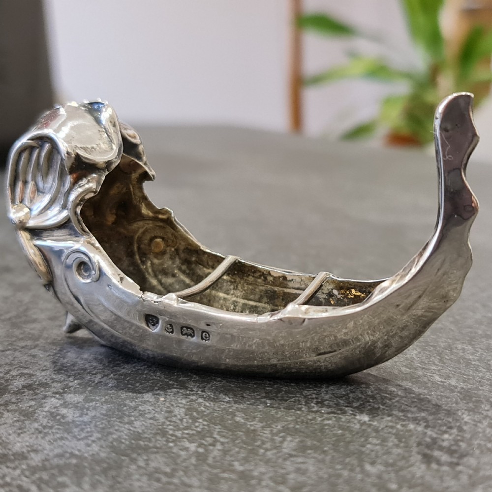 1905 Edwardian Silver Miniature Grand Gondola  possibly a pincushion or salt View VII