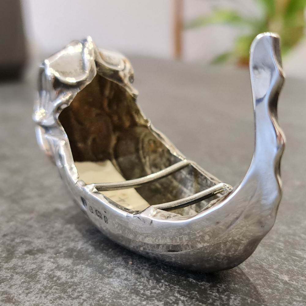 1905 Edwardian Silver Miniature Grand Gondola  possibly a pincushion or salt View IX