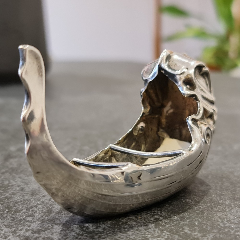 1905 Edwardian Silver Miniature Grand Gondola  possibly a pincushion or salt View X