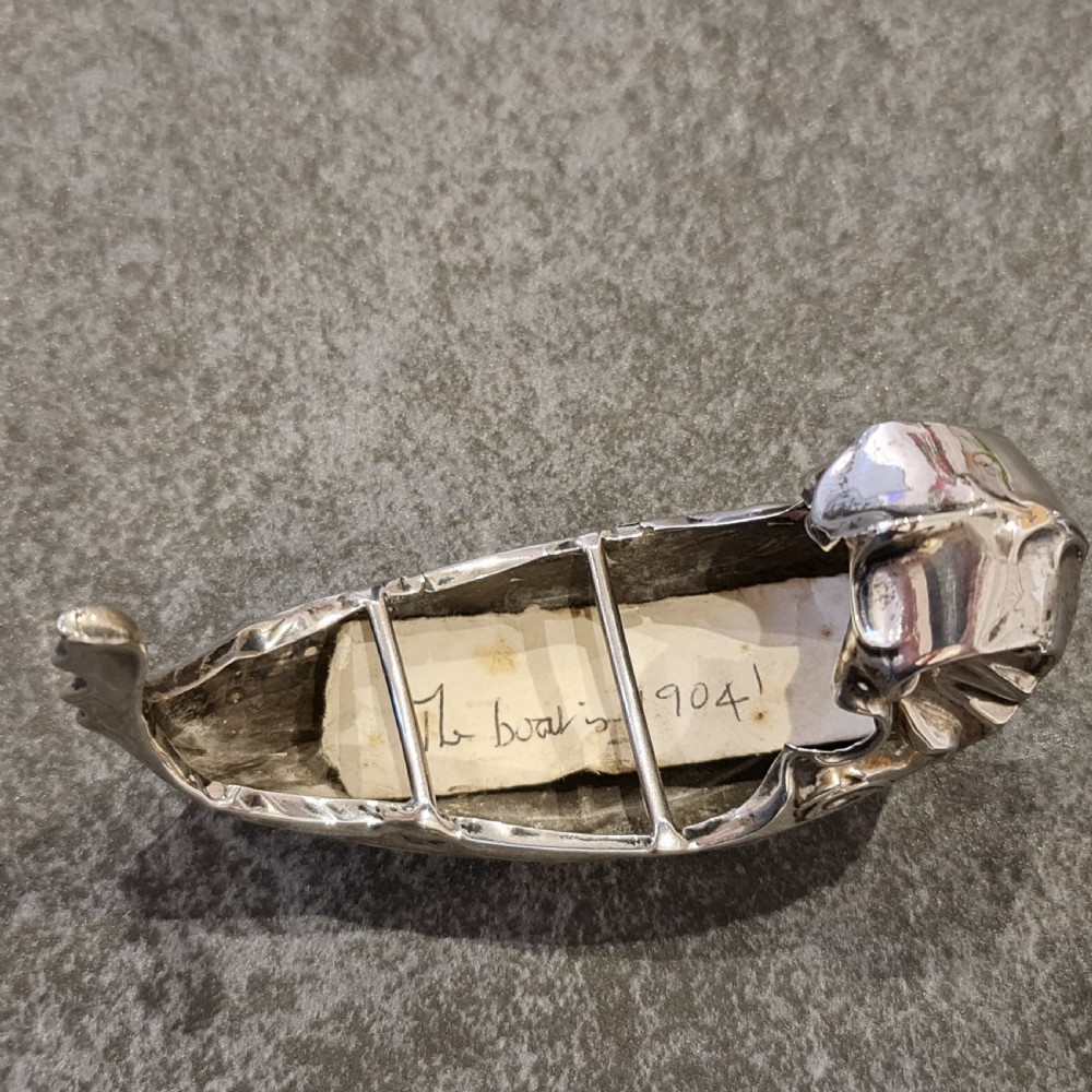 1905 Edwardian Silver Miniature Grand Gondola  possibly a pincushion or salt View XII