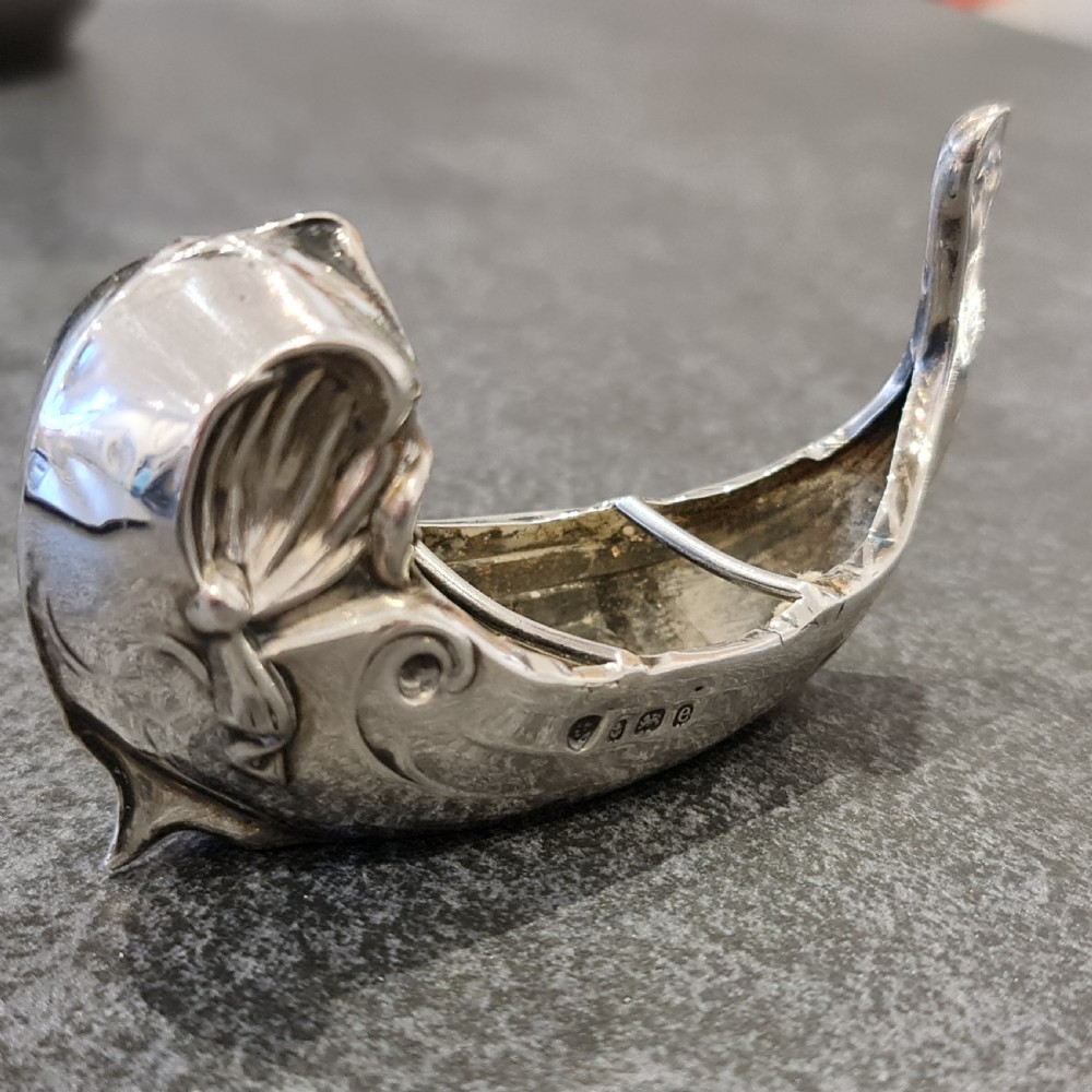 1905 Edwardian Silver Miniature Grand Gondola  possibly a pincushion or salt View XIII