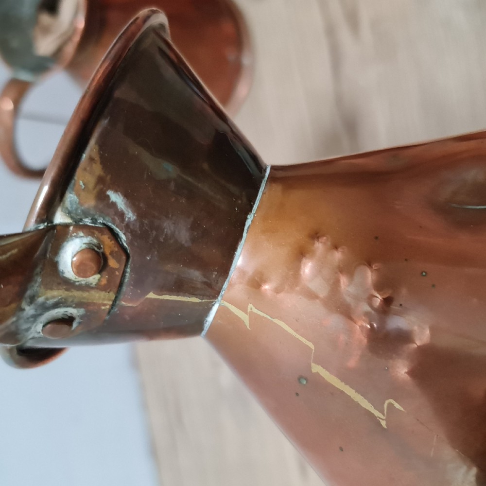 Fabulous Antique Set of 5 x Graduated Copper Jugs Gallon,Pint Etc. View V