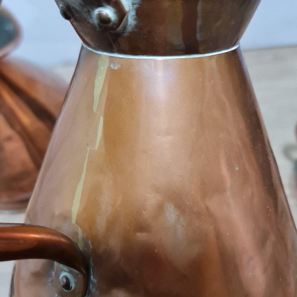 Fabulous Antique Set of 5 x Graduated Copper Jugs Gallon,Pint Etc. View VI