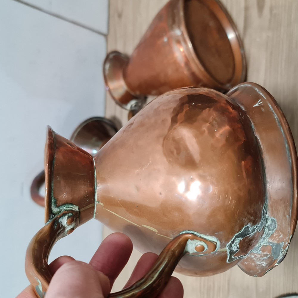Fabulous Antique Set of 5 x Graduated Copper Jugs Gallon,Pint Etc. View IX