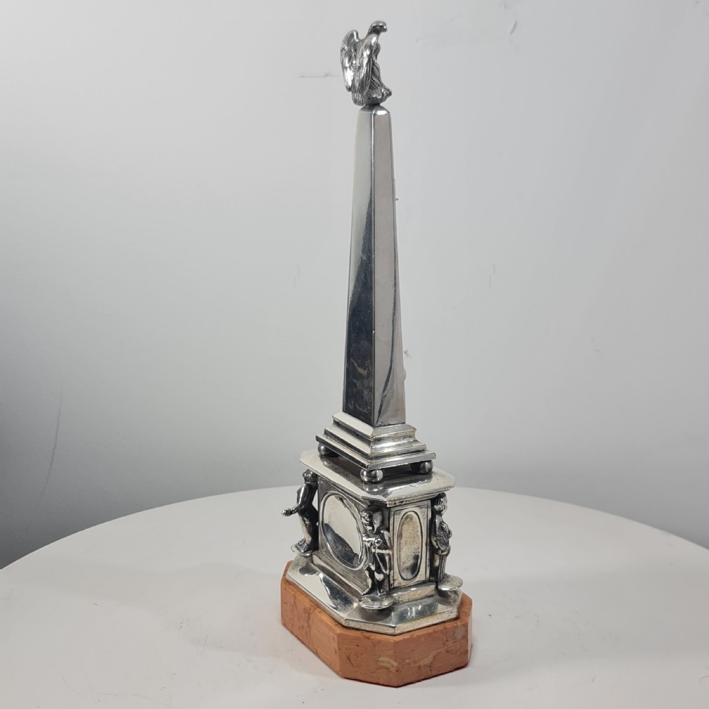Superb 19thc Silvered Obelisk Desk Thermometer 27cm View II