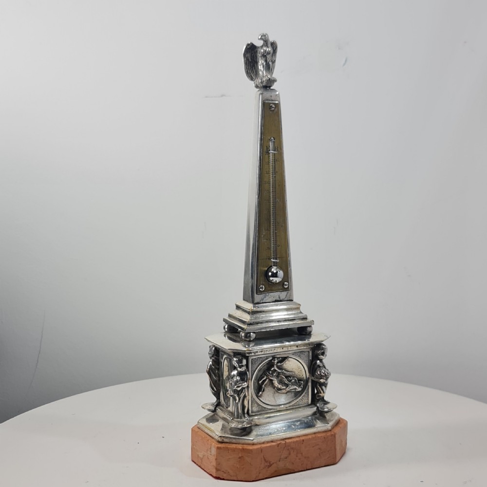 Superb 19thc Silvered Obelisk Desk Thermometer 27cm View IV