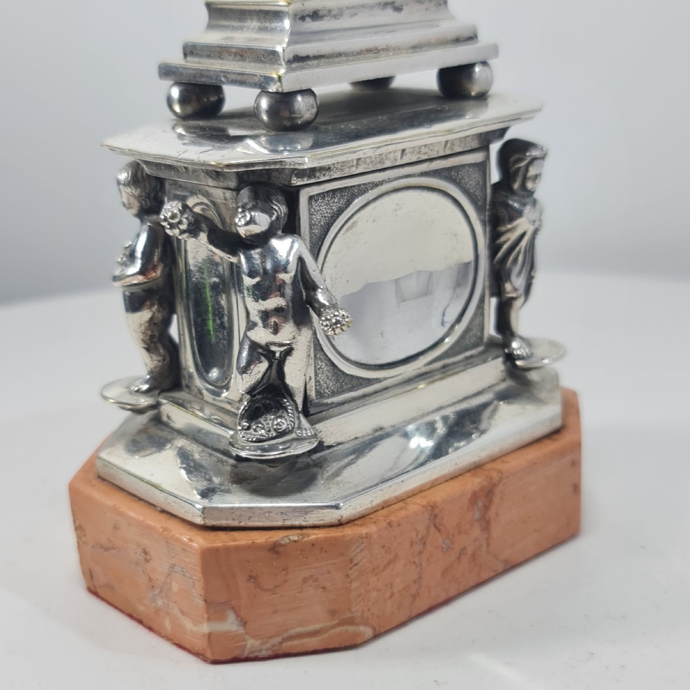 Superb 19thc Silvered Obelisk Desk Thermometer 27cm View IX