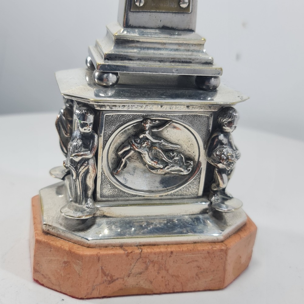Superb 19thc Silvered Obelisk Desk Thermometer 27cm View X