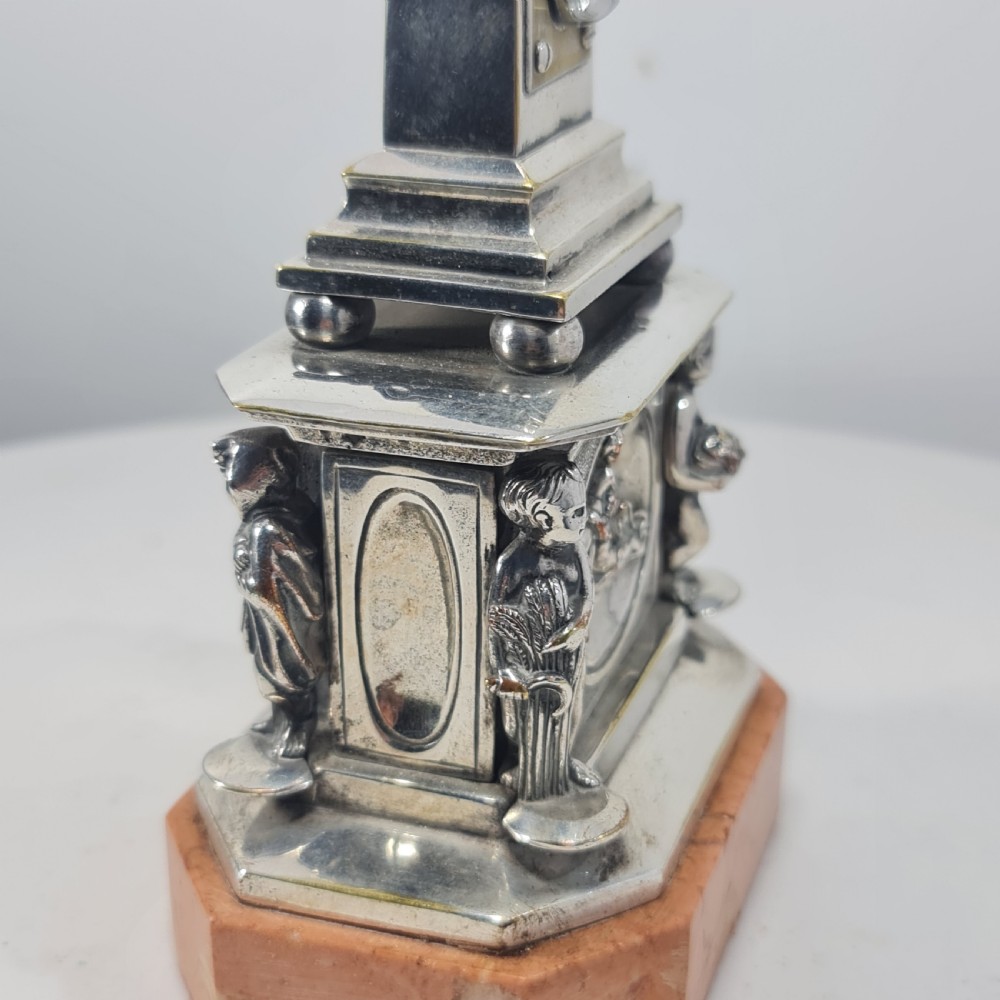 Superb 19thc Silvered Obelisk Desk Thermometer 27cm View XI
