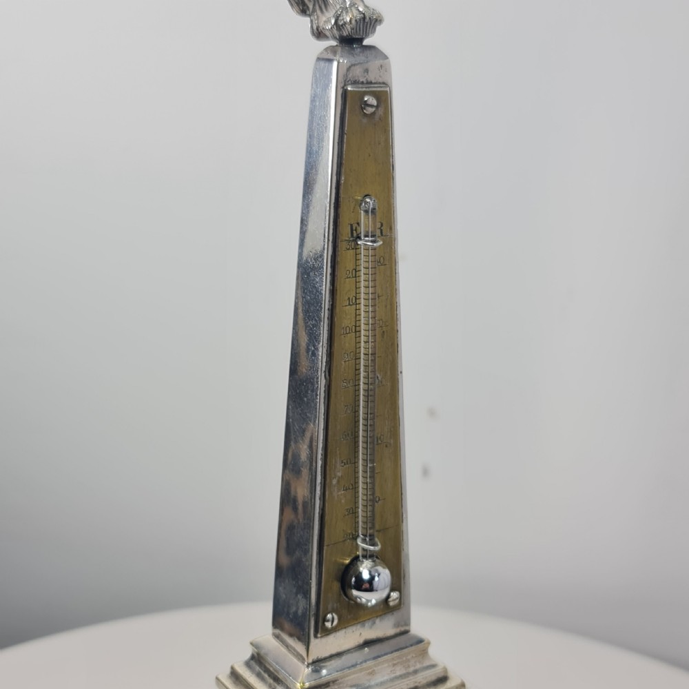 Superb 19thc Silvered Obelisk Desk Thermometer 27cm View XVII