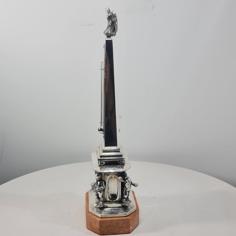Superb 19thc Silvered Obelisk Desk Thermometer 27cm View XVIII