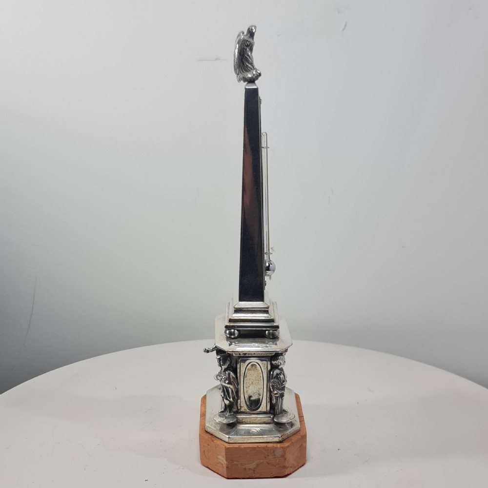 Superb 19thc Silvered Obelisk Desk Thermometer 27cm View XX