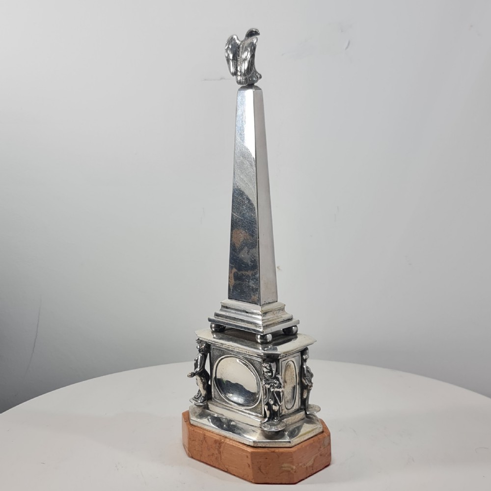 Superb 19thc Silvered Obelisk Desk Thermometer 27cm View XXI