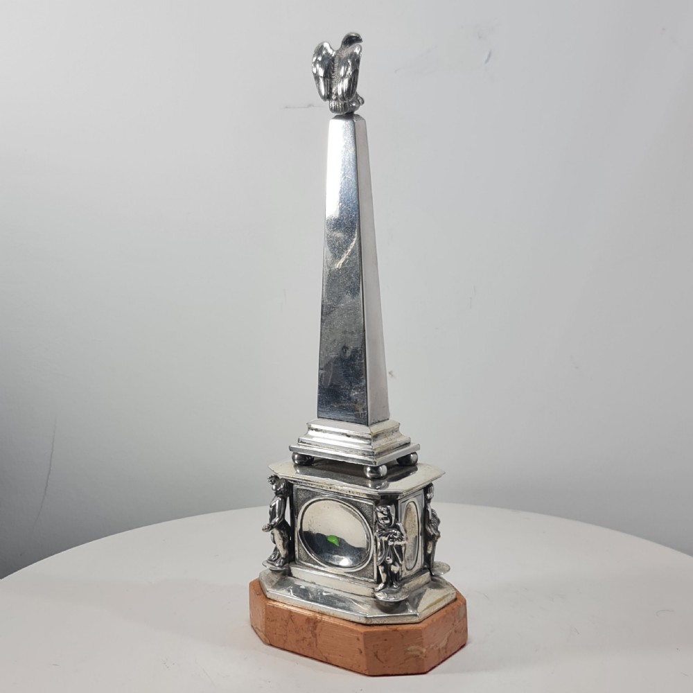 Superb 19thc Silvered Obelisk Desk Thermometer 27cm View XXII