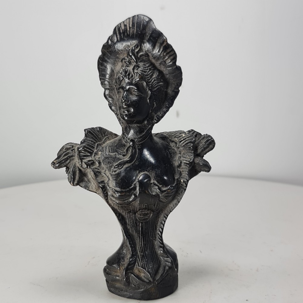 Delightful Art Nouveau Bronze Bust of an Attractive Female wearing a Hat c1910