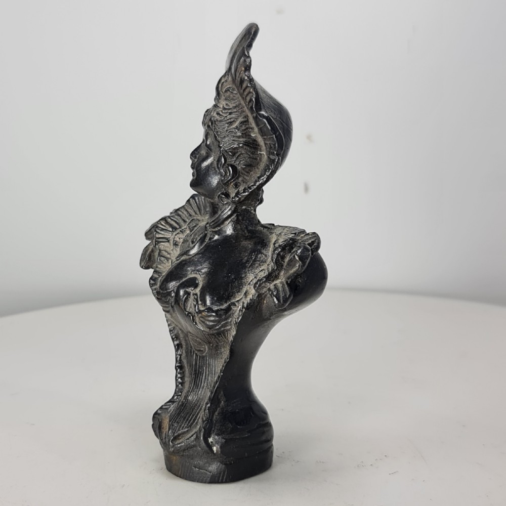 Delightful Art Nouveau Bronze Bust of an Attractive Female wearing a Hat c1910 View III