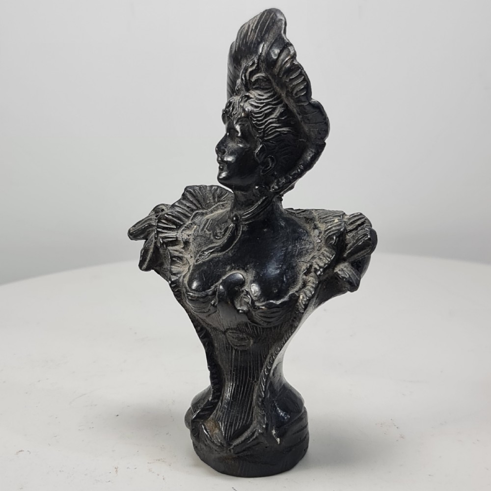 Delightful Art Nouveau Bronze Bust of an Attractive Female wearing a Hat c1910 View VII