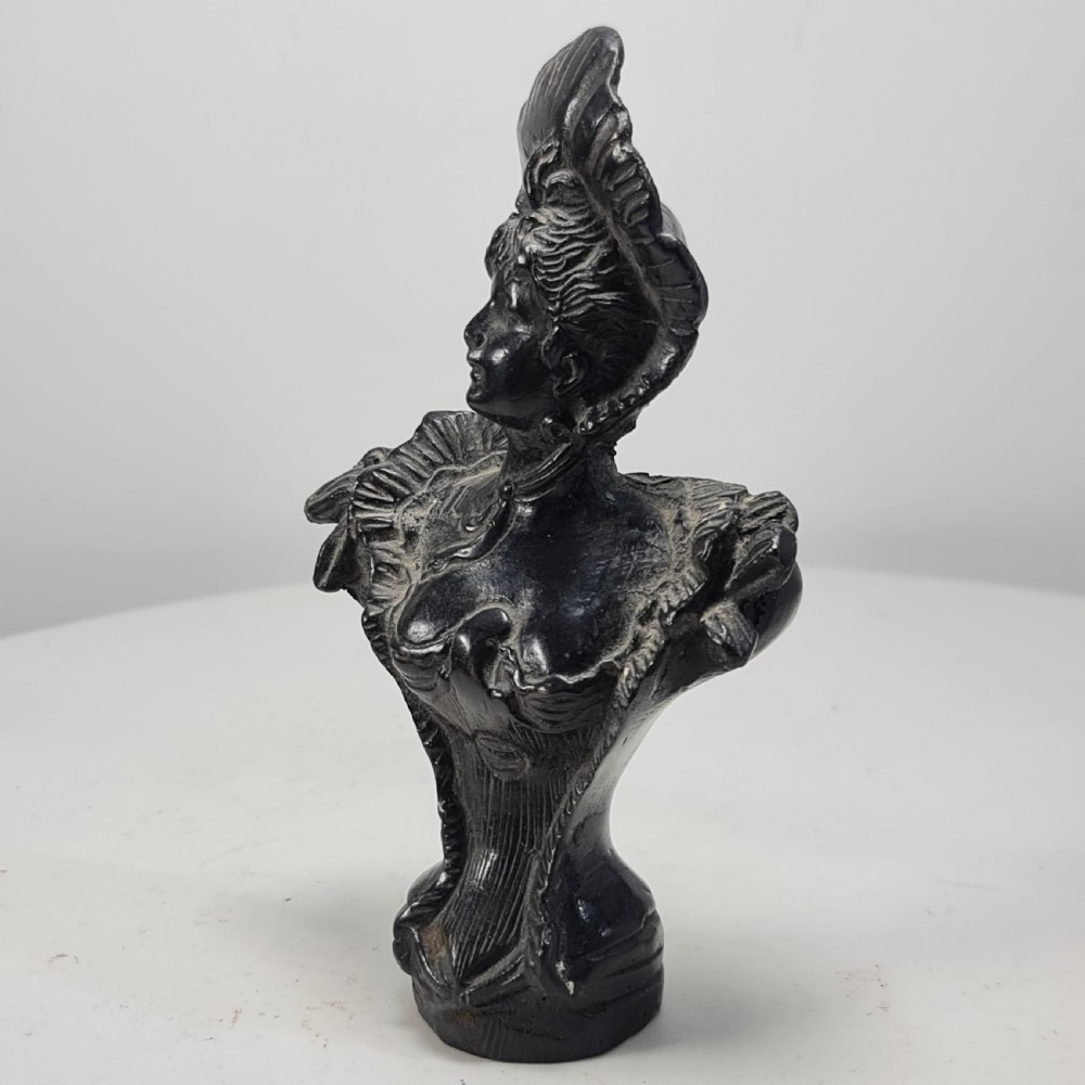 Delightful Art Nouveau Bronze Bust of an Attractive Female wearing a Hat c1910 View VIII