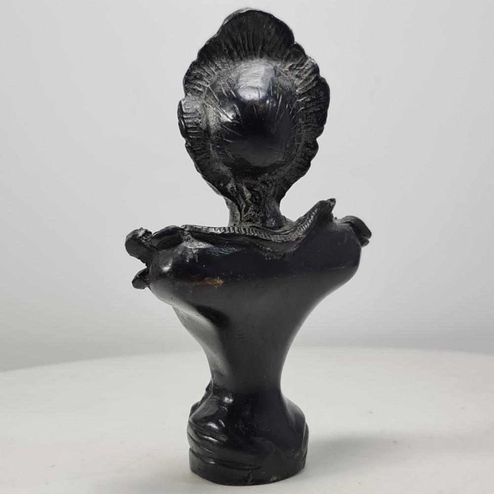 Delightful Art Nouveau Bronze Bust of an Attractive Female wearing a Hat c1910 View IX