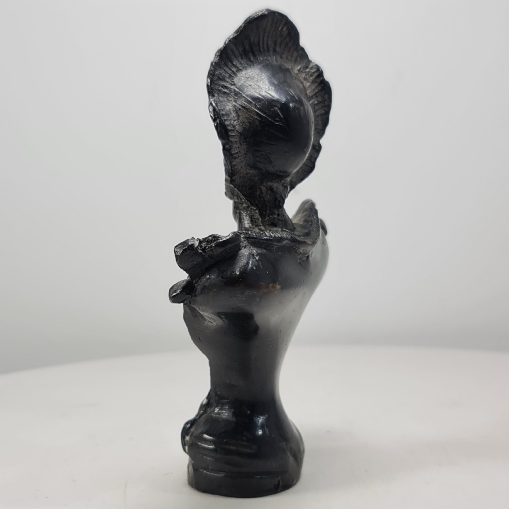 Delightful Art Nouveau Bronze Bust of an Attractive Female wearing a Hat c1910 View X