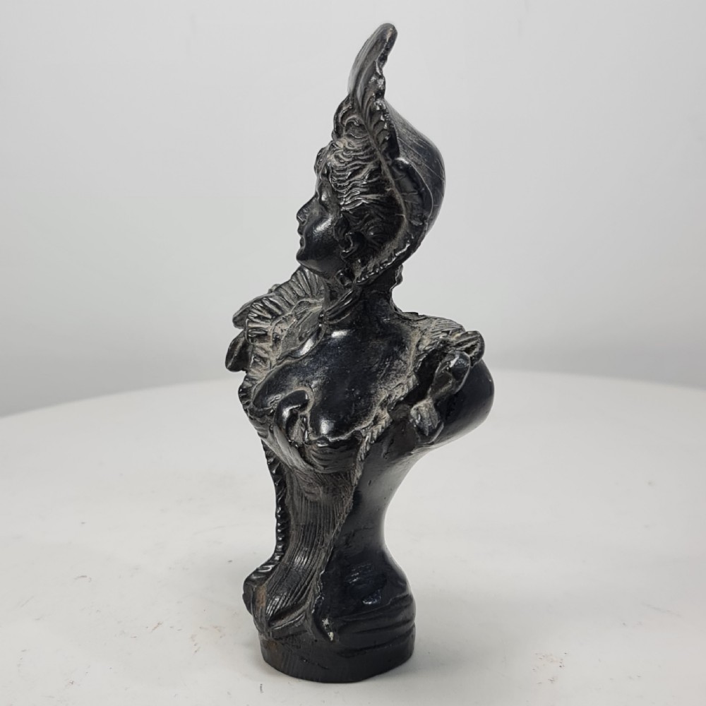 Delightful Art Nouveau Bronze Bust of an Attractive Female wearing a Hat c1910 View XI