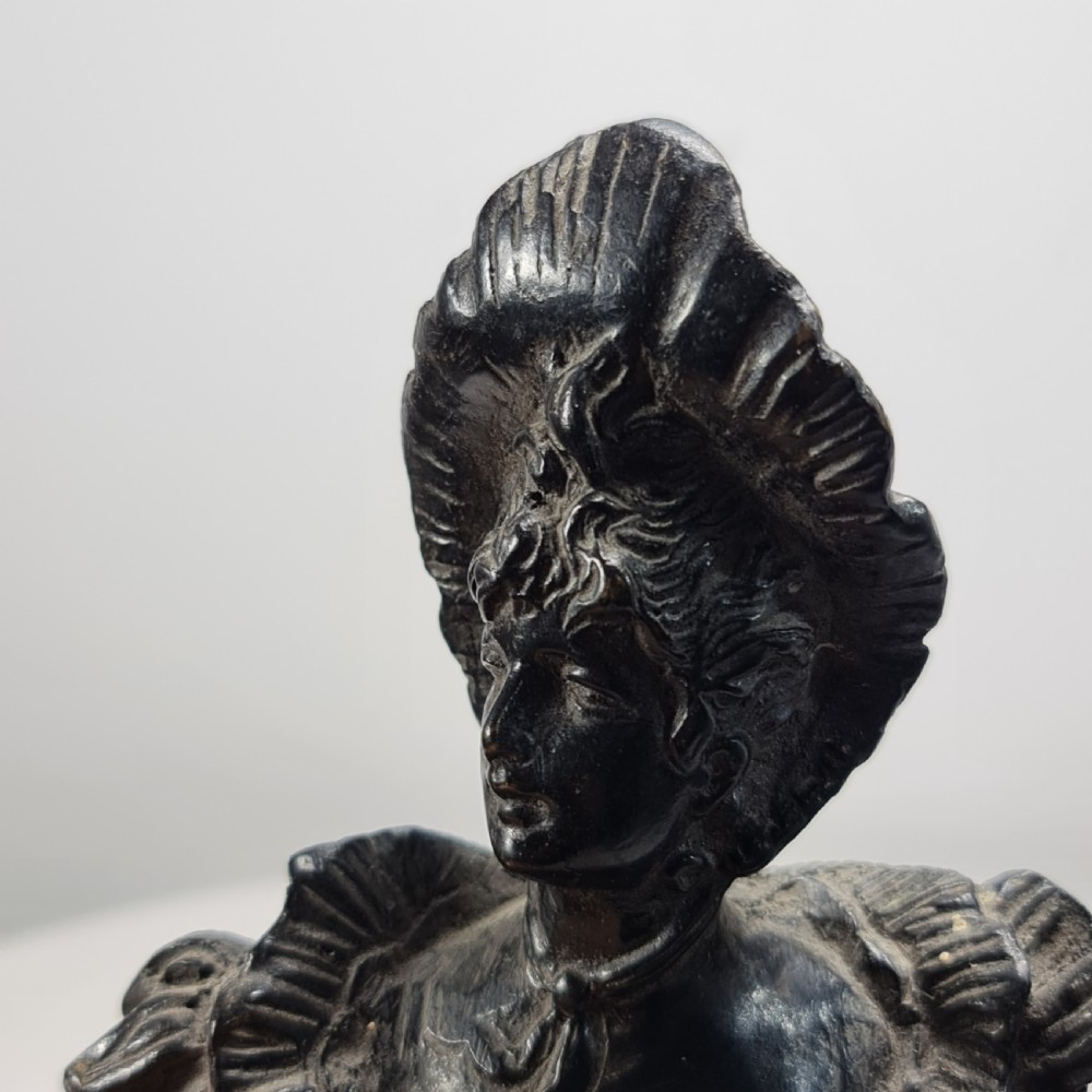 Delightful Art Nouveau Bronze Bust of an Attractive Female wearing a Hat c1910 View XIV