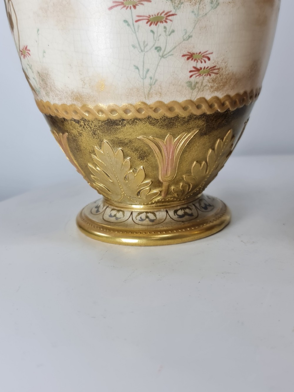 Beautiful Doulton Burslem Pair Faience Floral Vases c1900 View XV