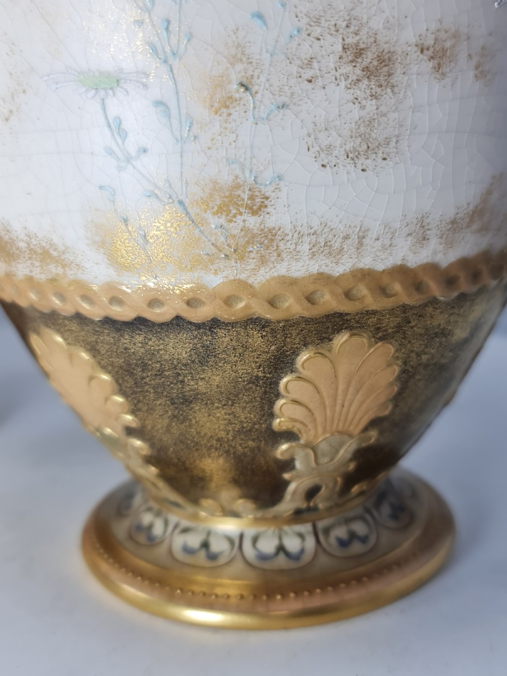 Beautiful Doulton Burslem Pair Faience Floral Vases c1900 View XXIV