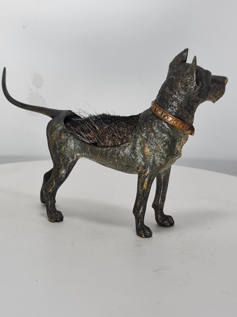 Fine Large 19thc Austrian Cold Painted Bronze Pen Wipe formed as a Hound  View IX