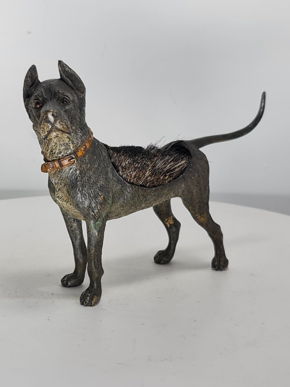 Fine Large 19thc Austrian Cold Painted Bronze Pen Wipe formed as a Hound  View XIII