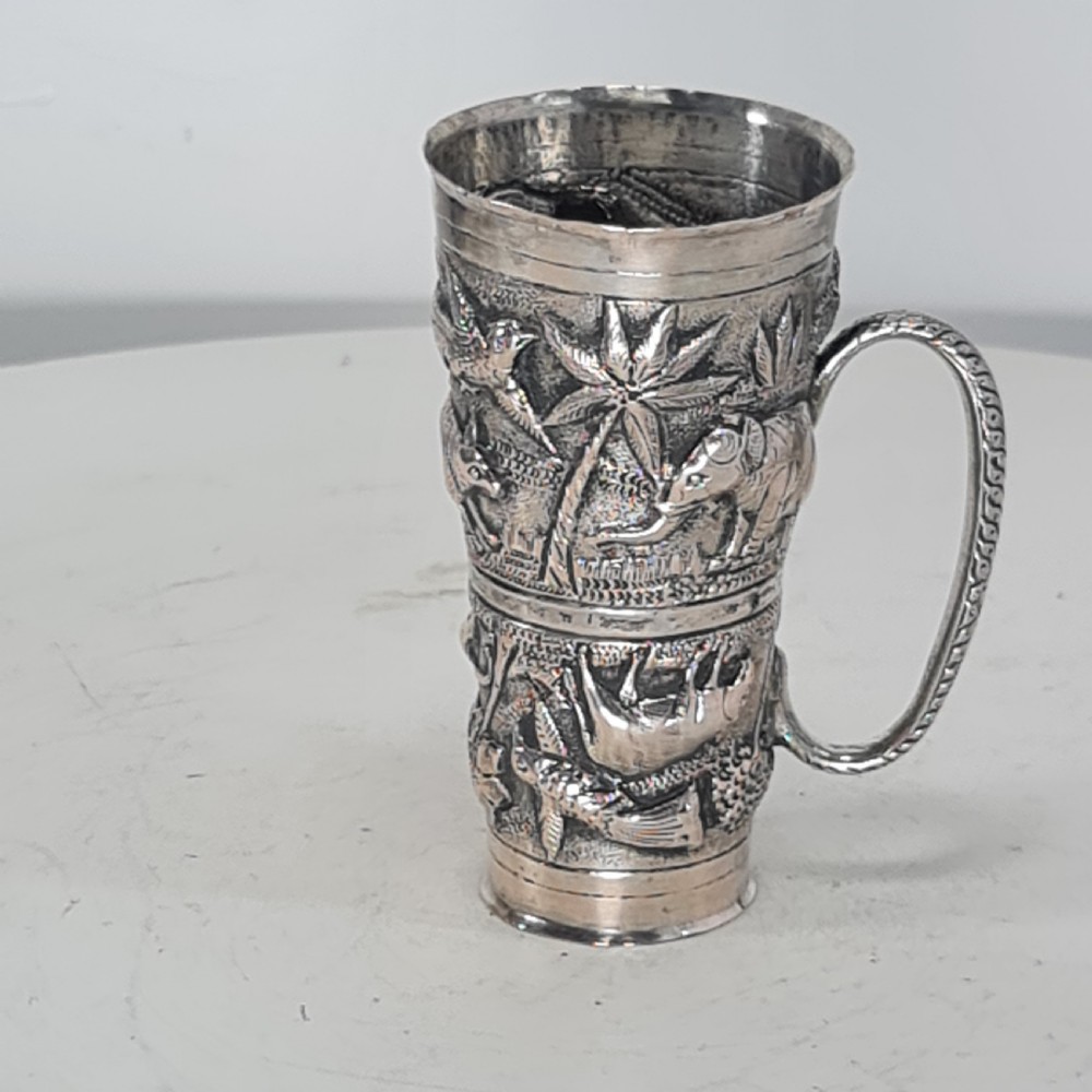 Fabulous Rare Indian Silver Antique Double Drinks Measure c1890 View II