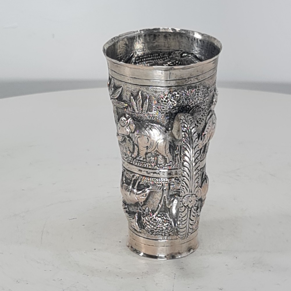 Fabulous Rare Indian Silver Antique Double Drinks Measure c1890 View III