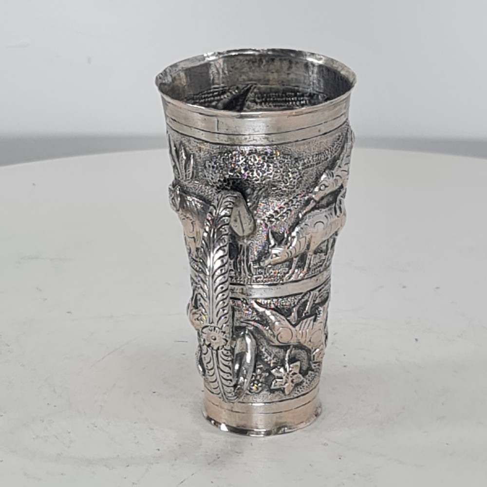 Fabulous Rare Indian Silver Antique Double Drinks Measure c1890 View IV