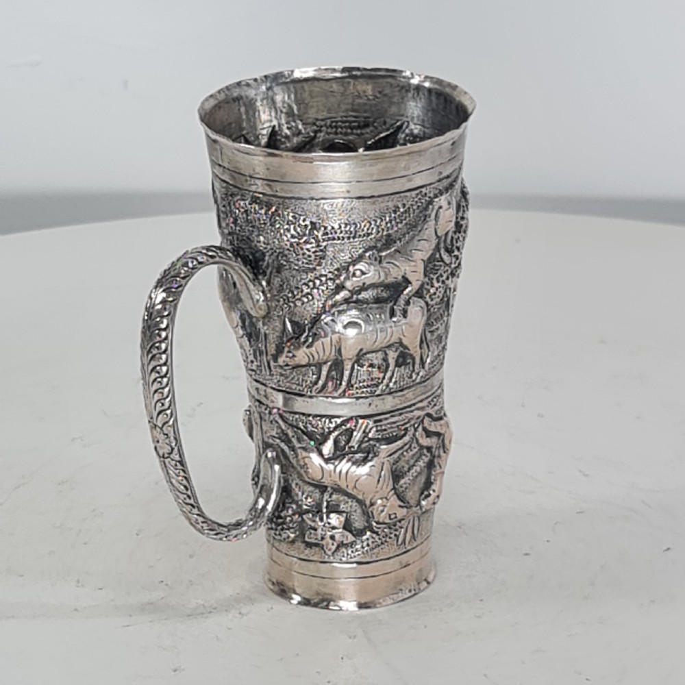 Fabulous Rare Indian Silver Antique Double Drinks Measure c1890 View V