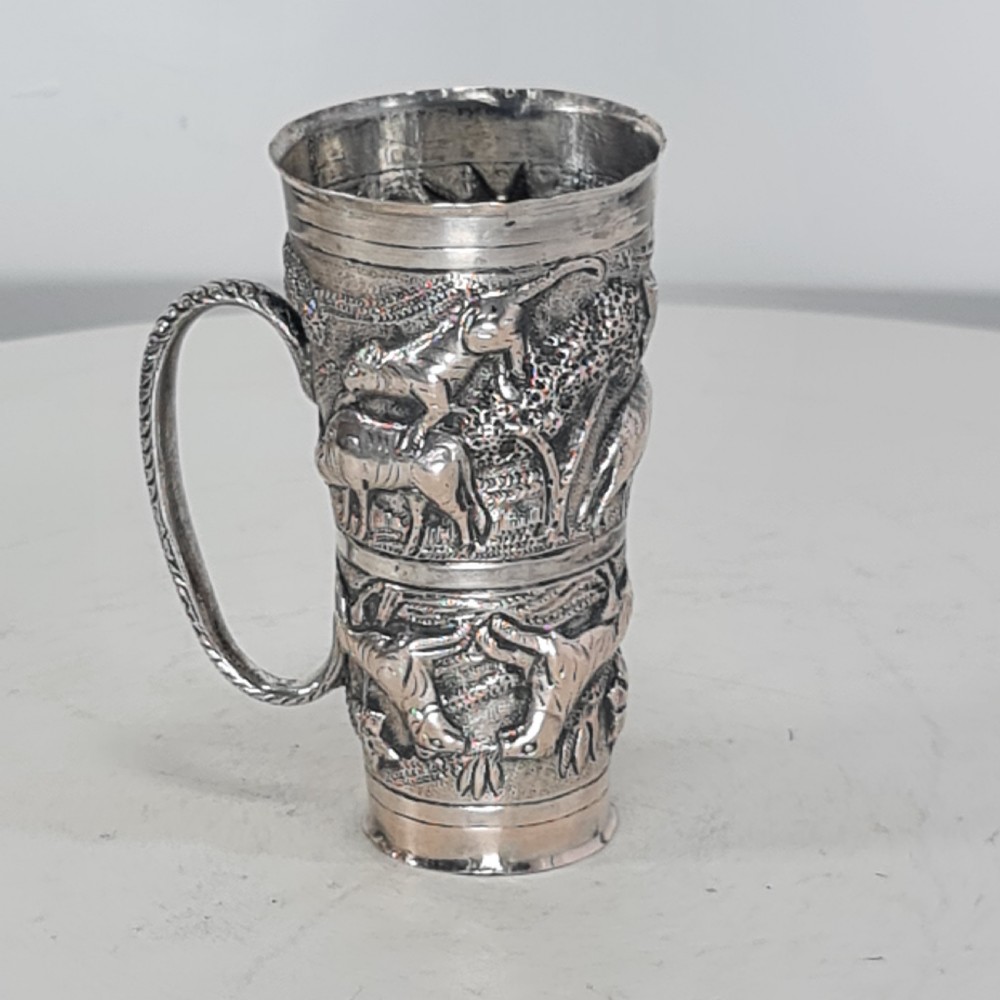 Fabulous Rare Indian Silver Antique Double Drinks Measure c1890 View VI