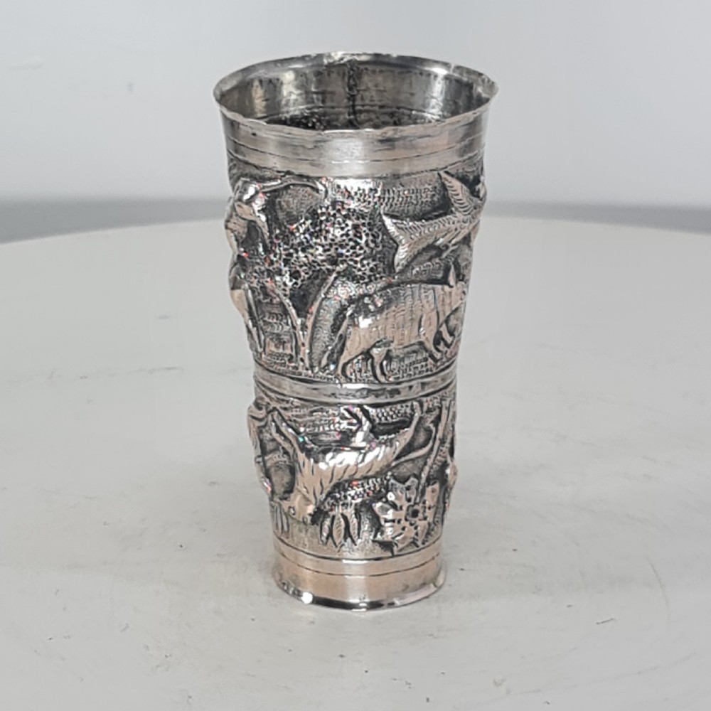 Fabulous Rare Indian Silver Antique Double Drinks Measure c1890 View VII