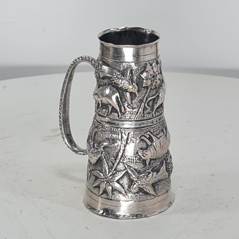 Fabulous Rare Indian Silver Antique Double Drinks Measure c1890 View IX