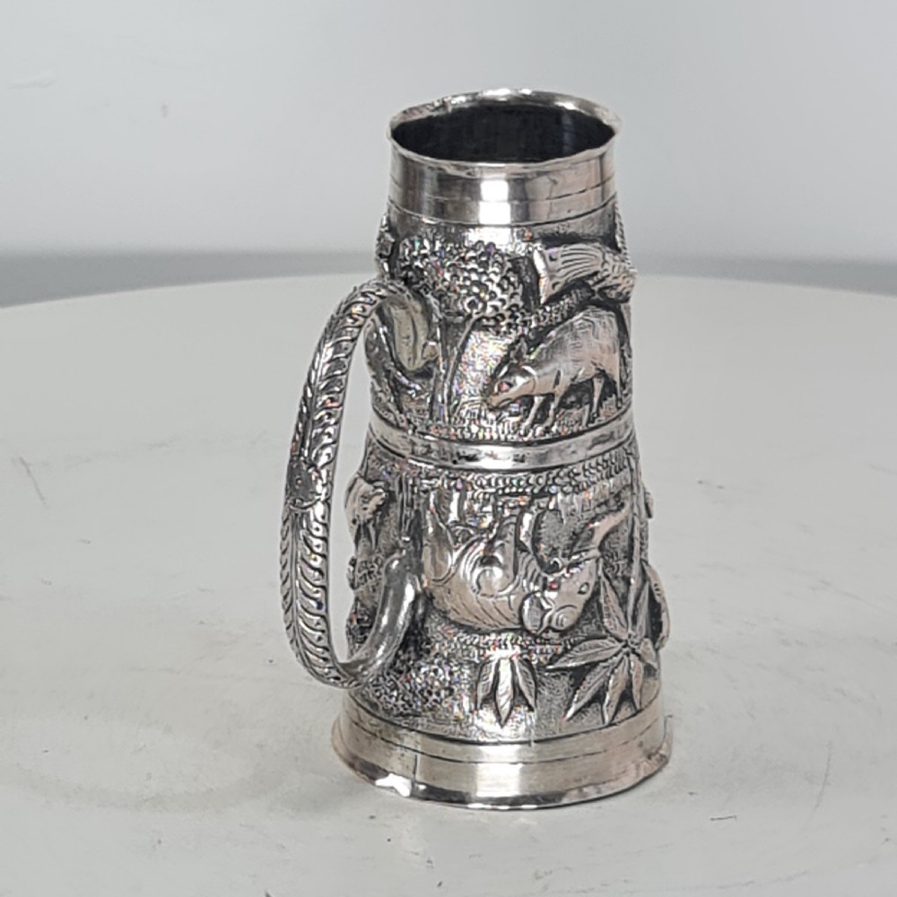 Fabulous Rare Indian Silver Antique Double Drinks Measure c1890 View XV
