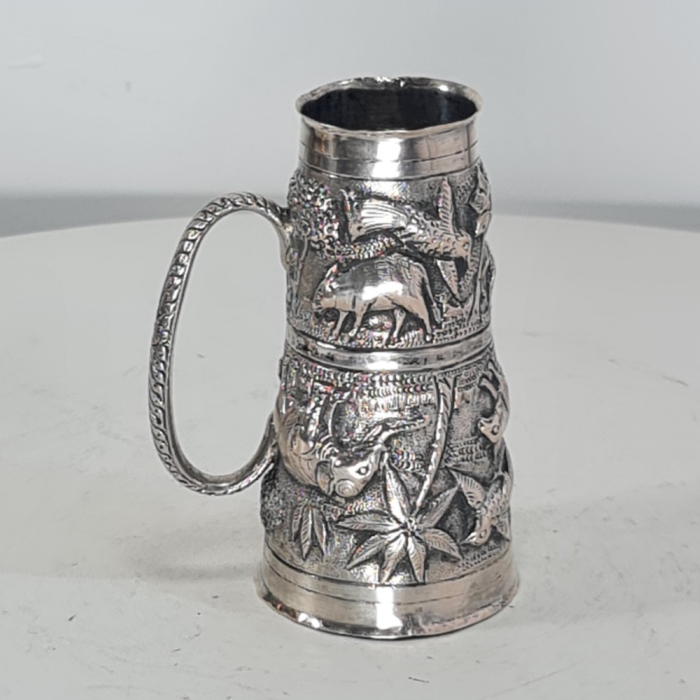 Fabulous Rare Indian Silver Antique Double Drinks Measure c1890 View XVI