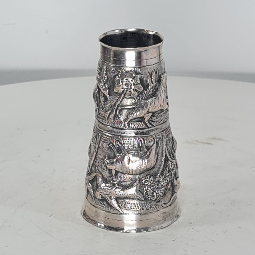 Fabulous Rare Indian Silver Antique Double Drinks Measure c1890 View XVII