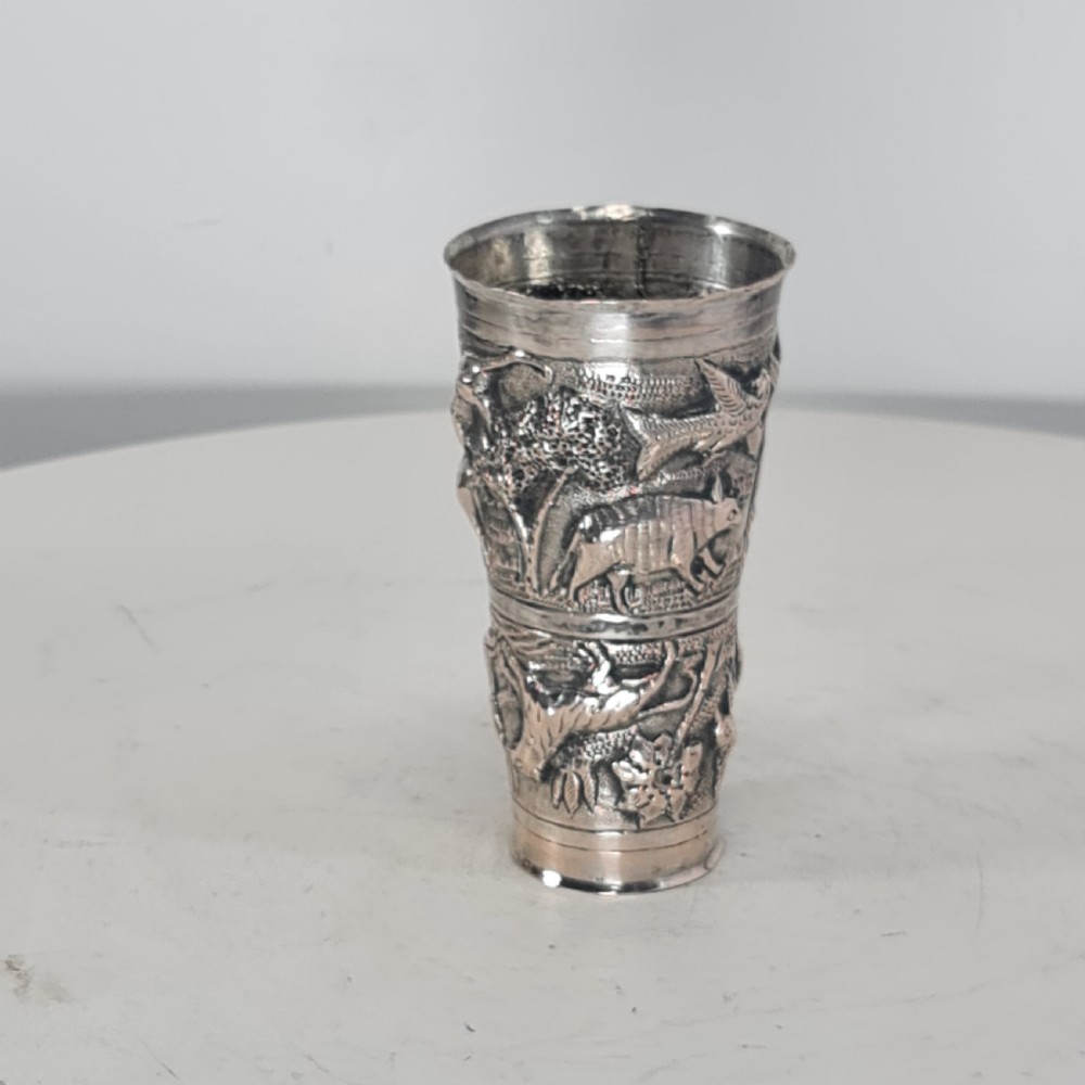 Fabulous Rare Indian Silver Antique Double Drinks Measure c1890 View XIX