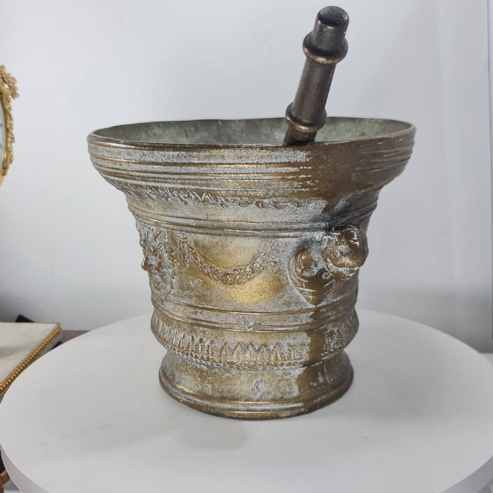 Huge Antique Bronze Mortar & Pestle 25cm Diameter View IV