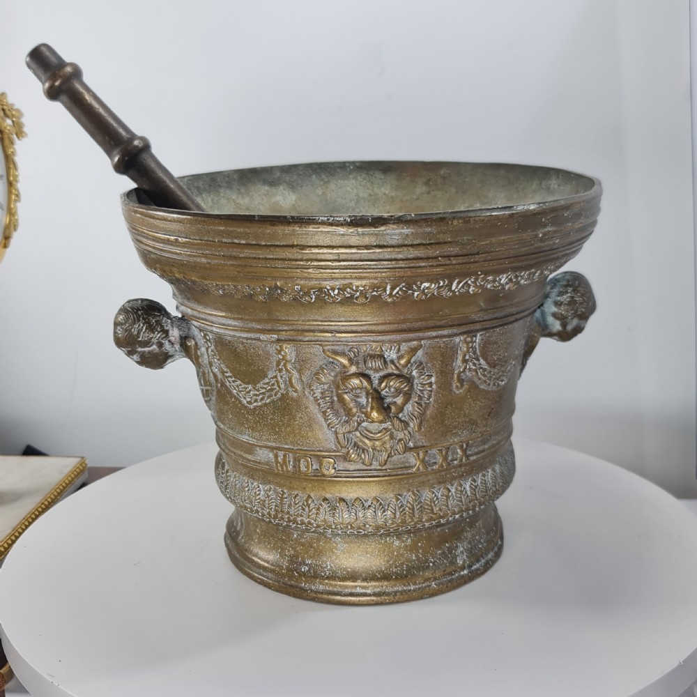 Huge Antique Bronze Mortar & Pestle 25cm Diameter View VIII