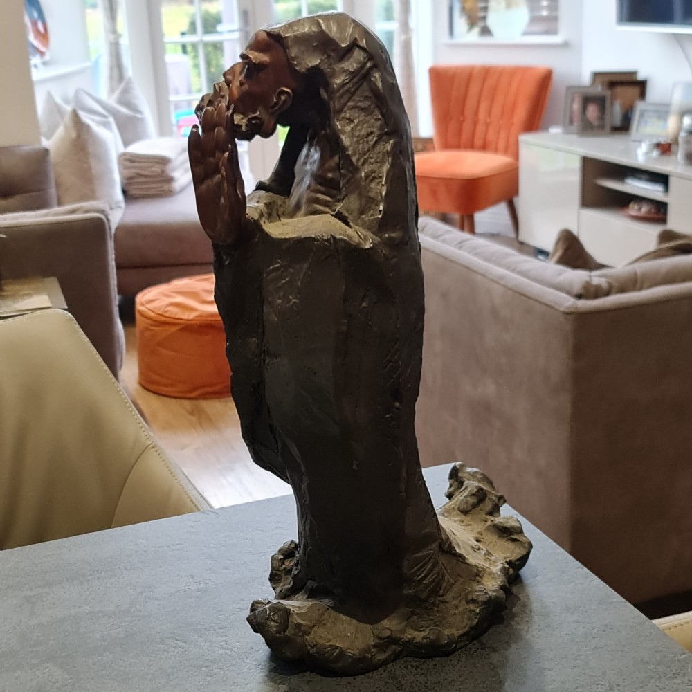 Fabulous and Unusual large (53cm) bronze Oriental Immortal Figure c1940 View XV