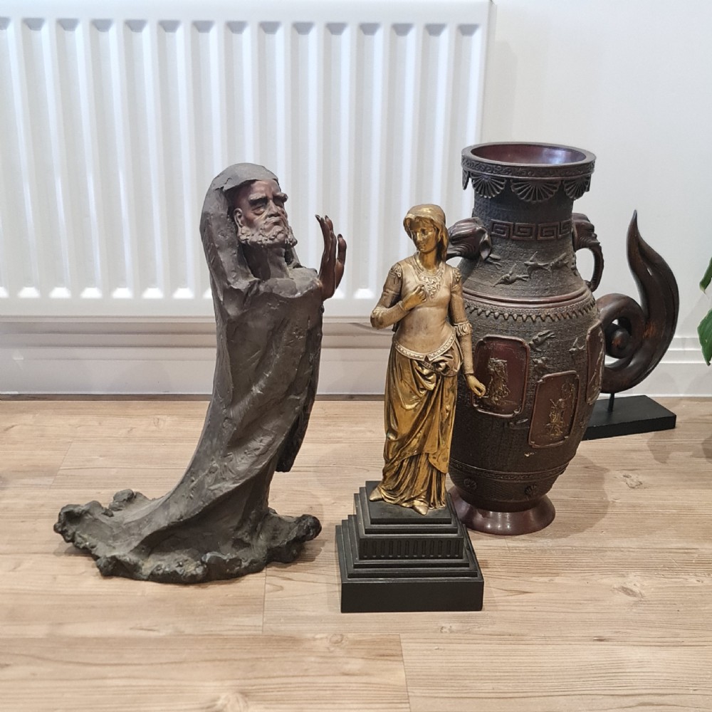 Fabulous and Unusual large (53cm) bronze Oriental Immortal Figure c1940 View XVII