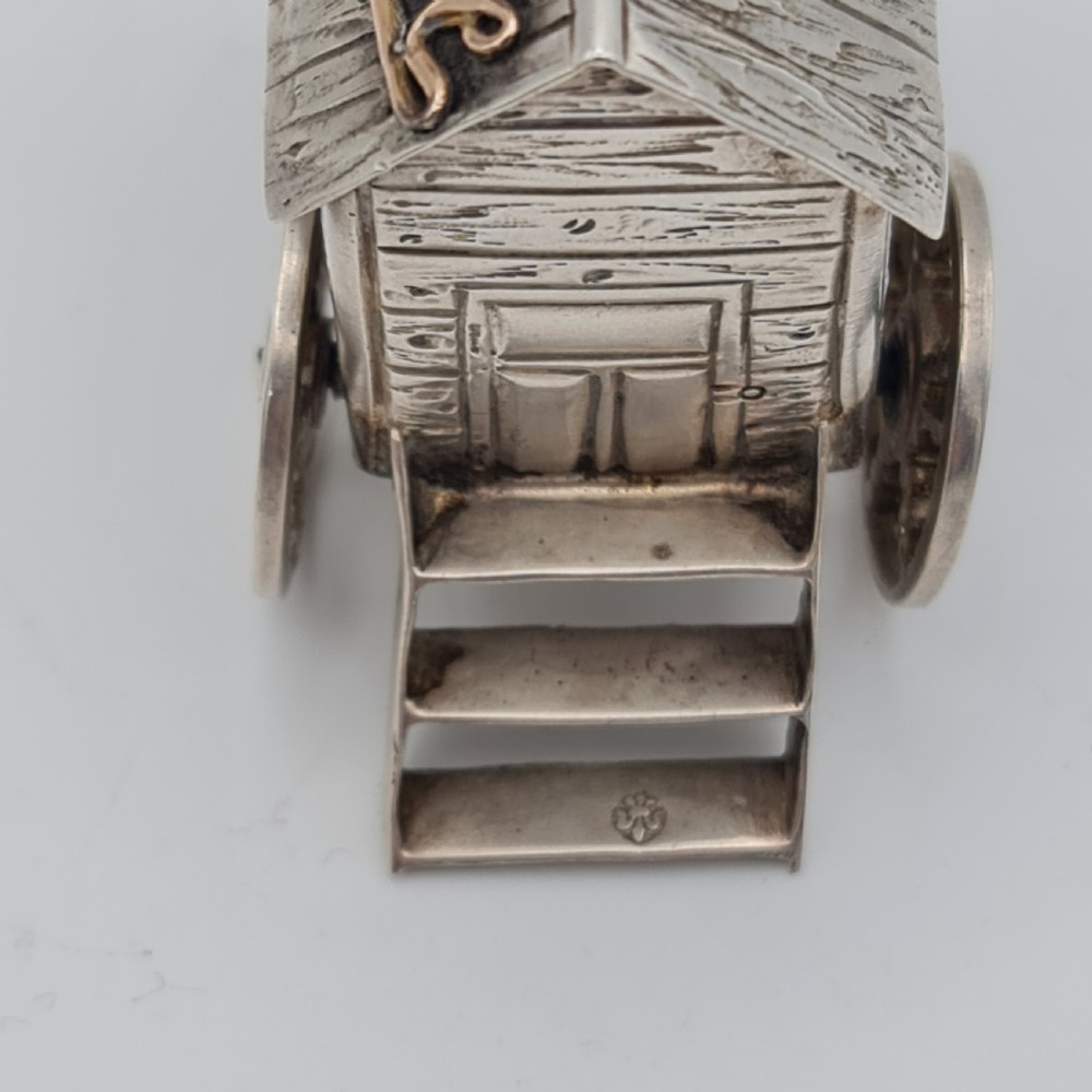 Fine antique Dutch silver miniature bathing wagon c1900 View IV