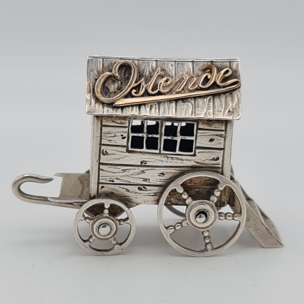 Fine antique Dutch silver miniature bathing wagon c1900 View VIII