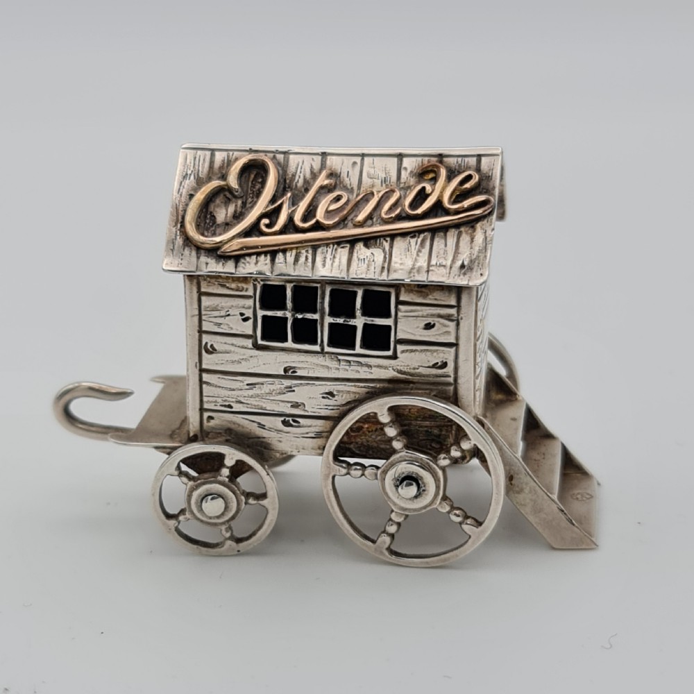 Fine antique Dutch silver miniature bathing wagon c1900 View IX