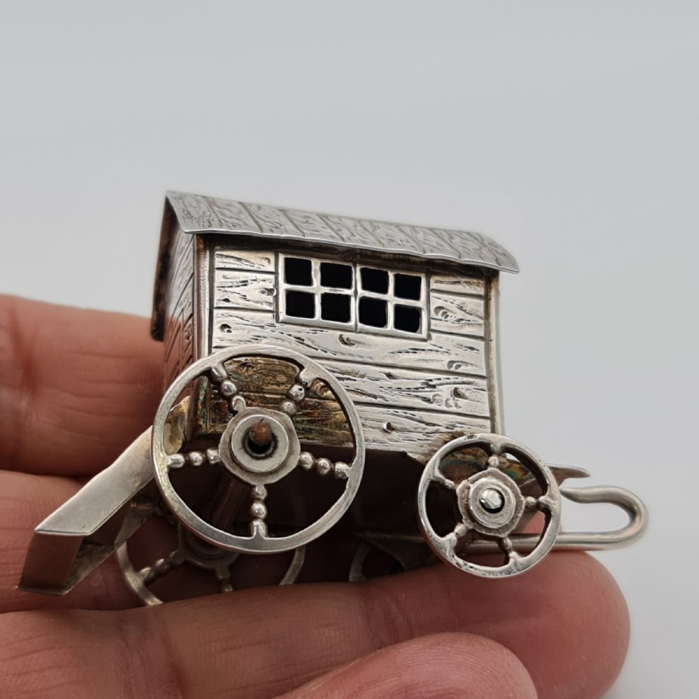 Fine antique Dutch silver miniature bathing wagon c1900 View XIII