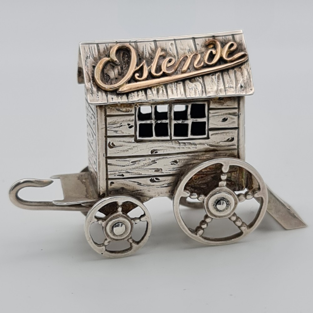 Fine antique Dutch silver miniature bathing wagon c1900 View XIV